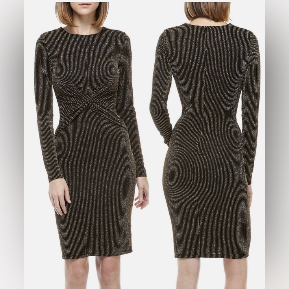 Michael Kors Brown/Gold Pinstripe Dress Size XL